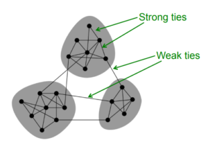 Strong ties and weak ties network